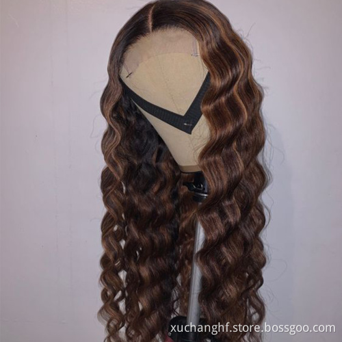 P4/27 1B/27 Highlight Wig 4*4 Straight Lace Closure Human Hair Wig Pre Plucked Ombre Piano Color 13x4 Lace Front Wigs for Women
